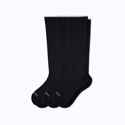 3-pack of knee-high compression socks in black