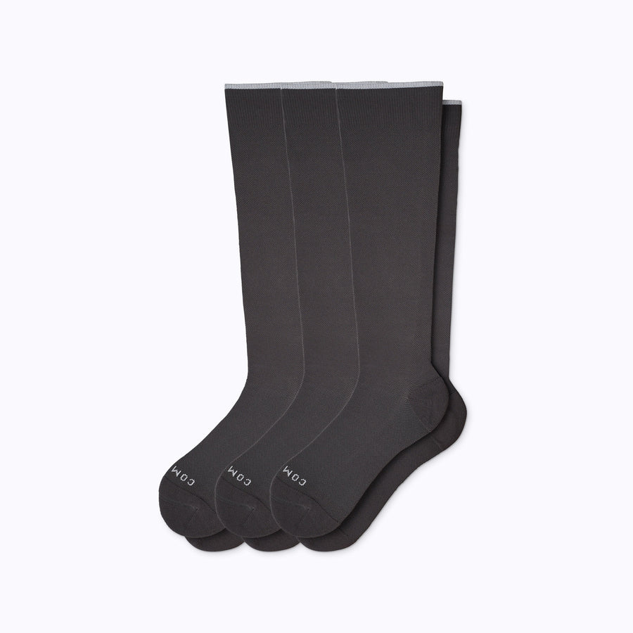 3-pack of knee-high compression socks in charcoal