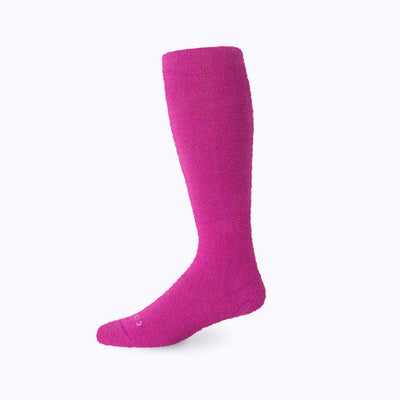 Side view of cozy compression socks in aster-black-sand
