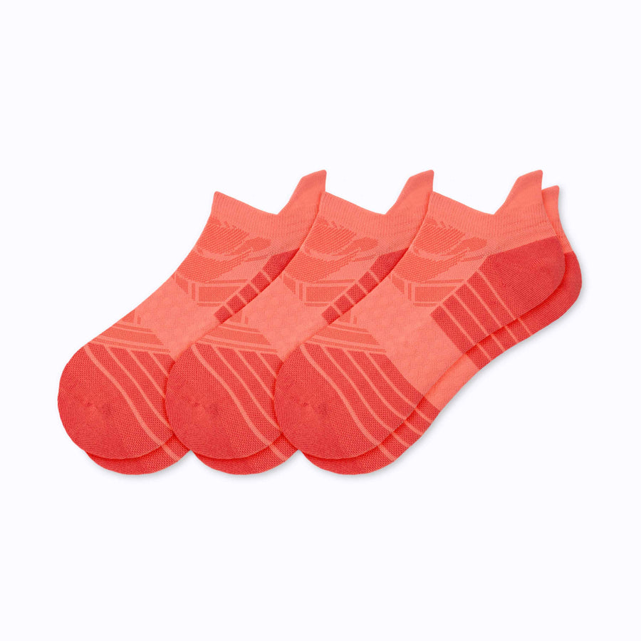 A 3-pack of athletic tab running socks coral solid