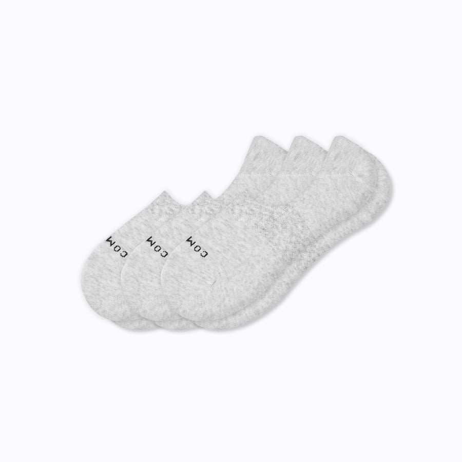 A 3 pack of combed cotton no show socks in heather grey
