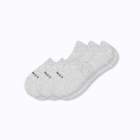 A 3 pack of combed cotton no show socks in heather grey