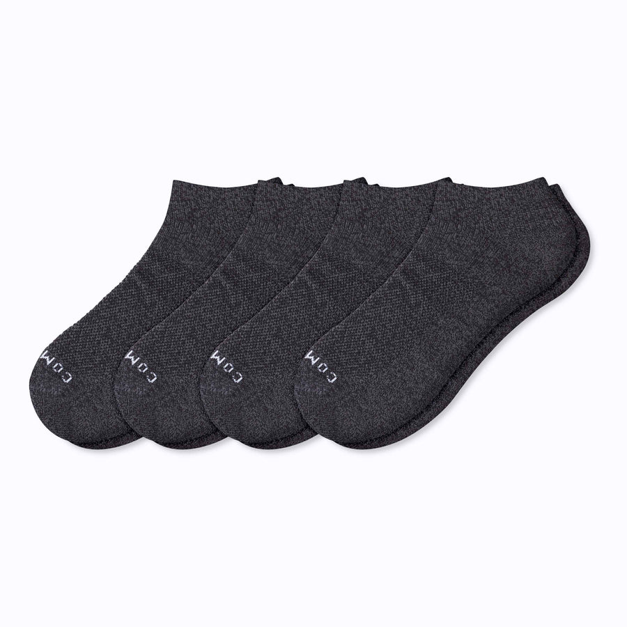 A 4 packed of nylon ankle compression socks in heather-charcoal solid