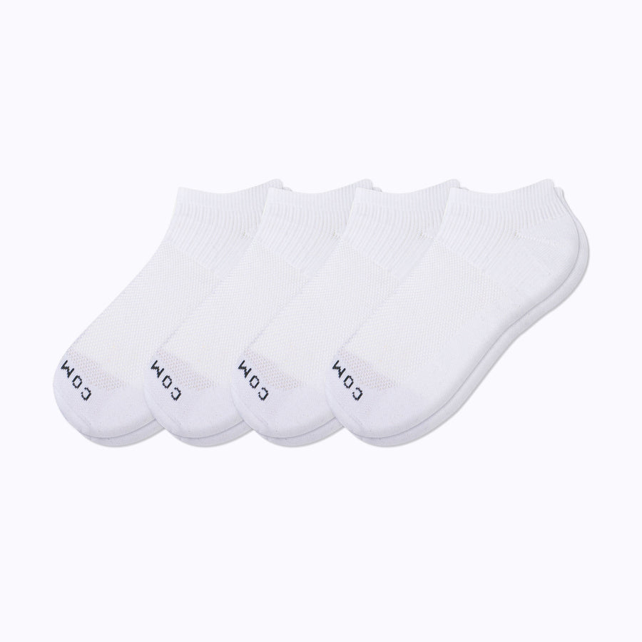 A 4 packed of nylon ankle compression socks in white solid
