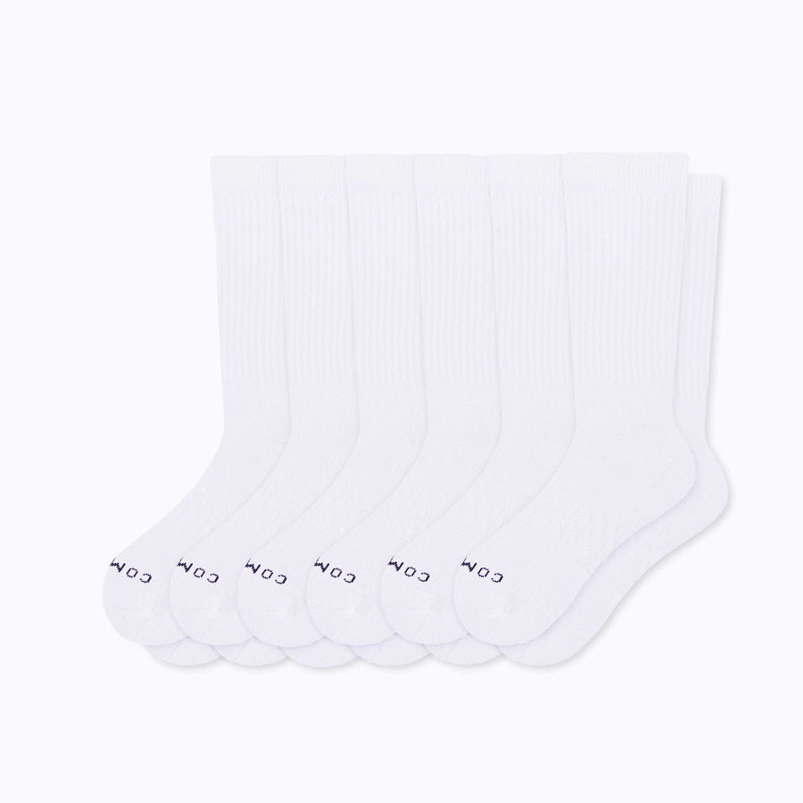 A 6-pack of combed-cotton socks in white solid
