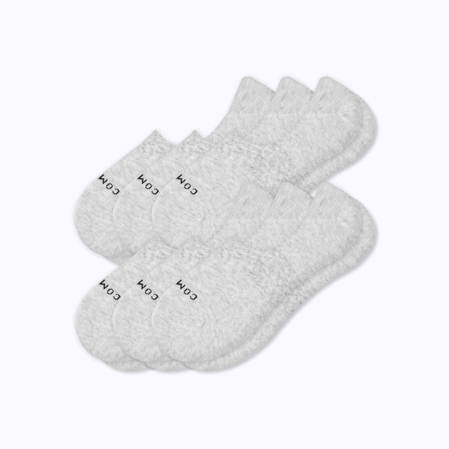 A 6 pack of combed cotton no show socks in  heather grey