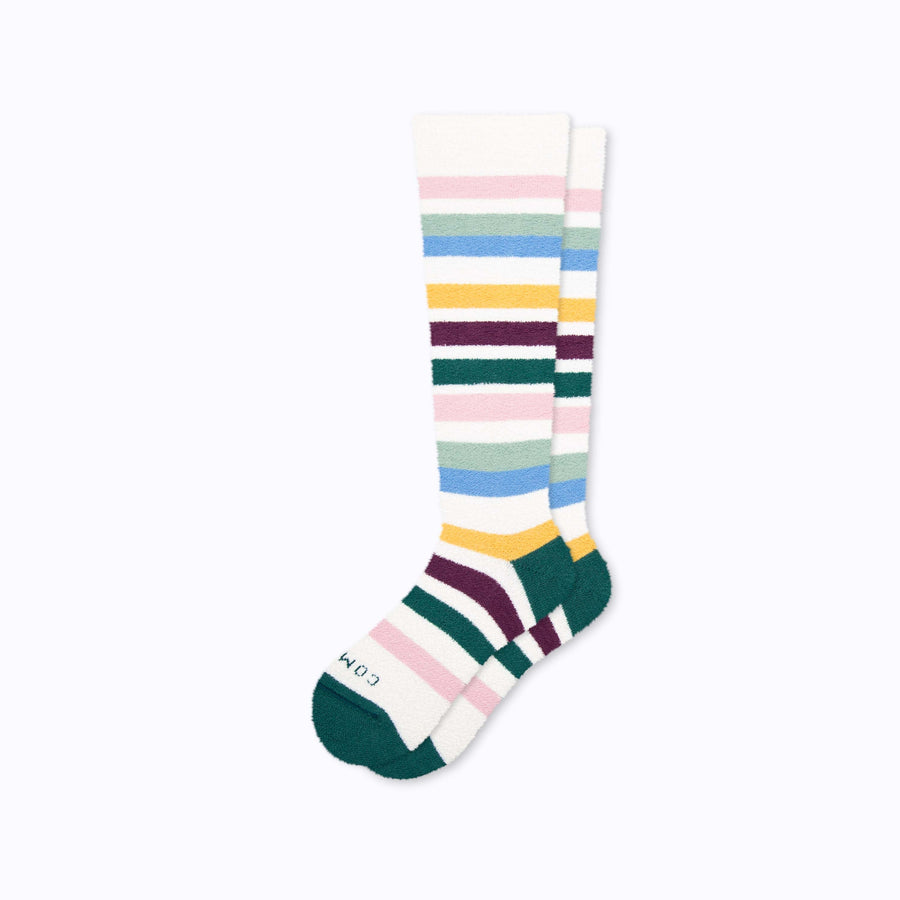 A pair of cozy nylon compression socks in sand-multi