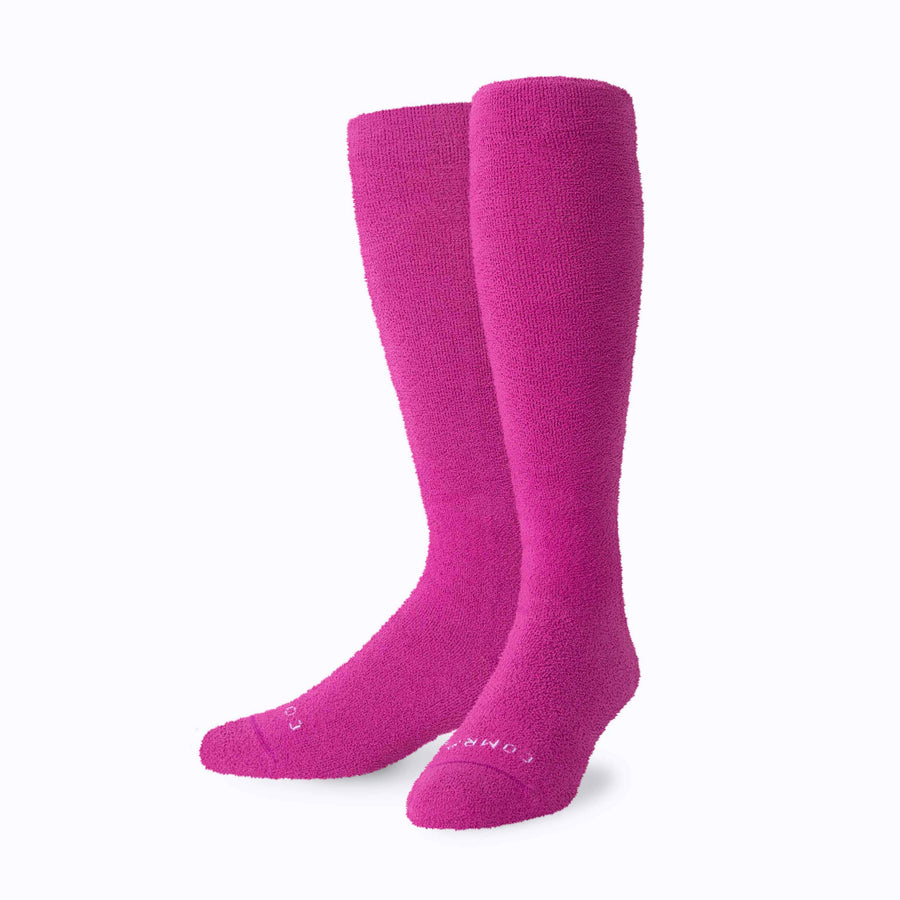 Front view of cozy nylon compression socks in wild-aster