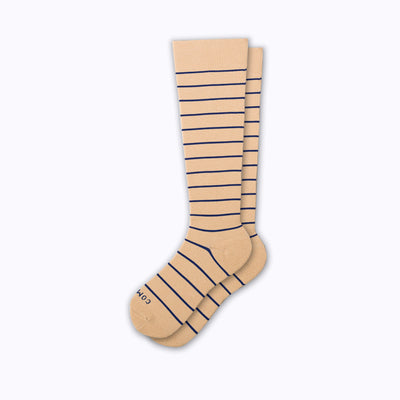 Knee-High Compression Socks â€“ Sand/Blue